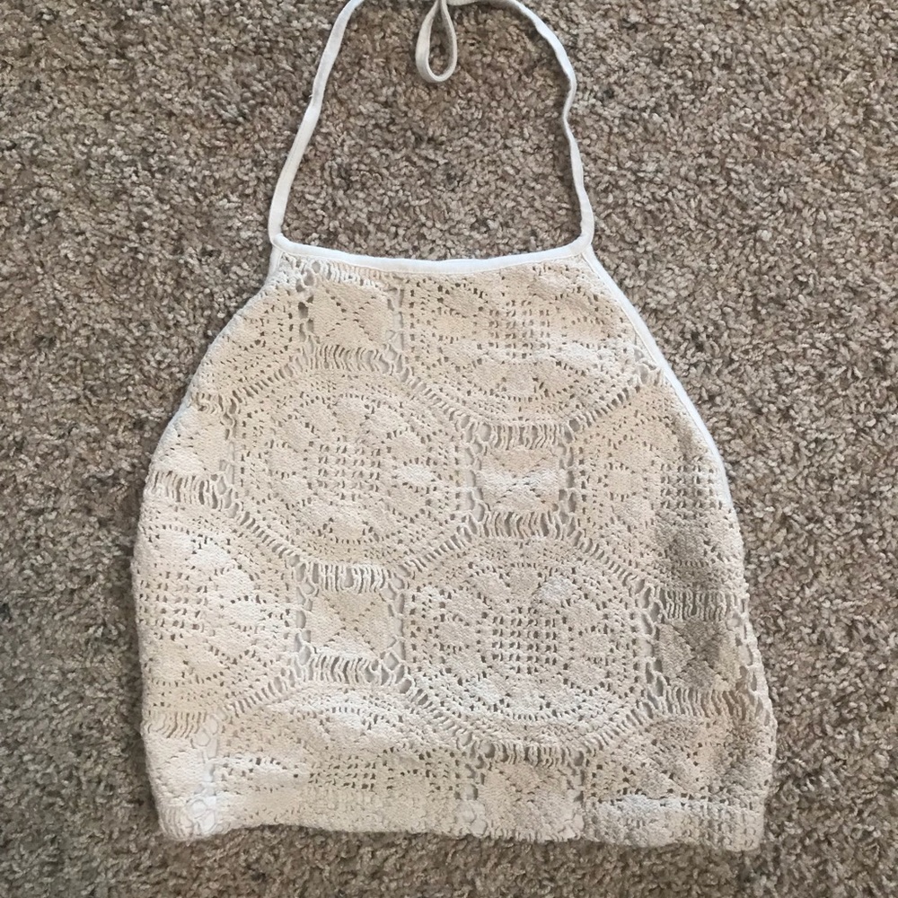 LF cropped crotchet halter made by Brandy Melville